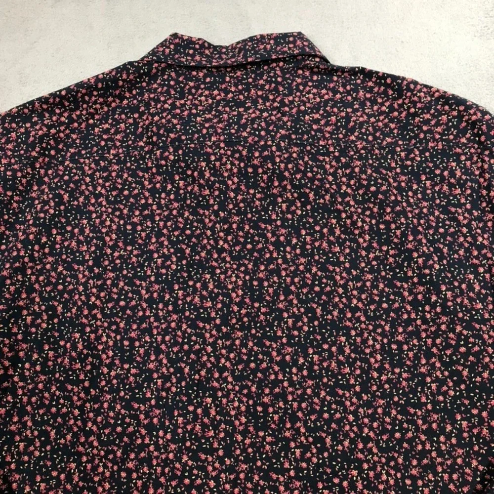 Banana Republic Shirt Men's Large Floral Untucked Fit Button Down Blue Pink